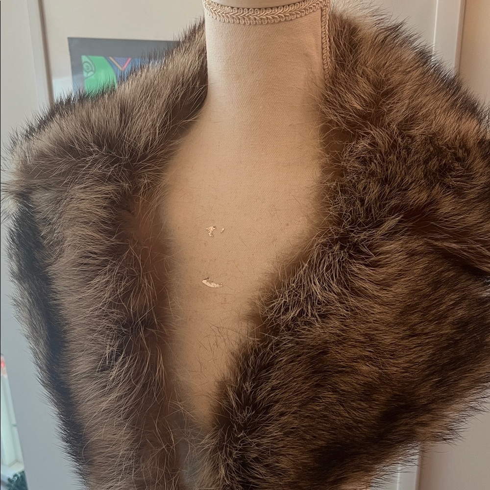 NWT 1960s 1970s Vintage Antique Raccoon Fur Collar Stole Scarf - Picture 4 of 7